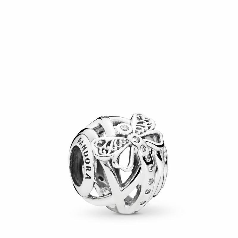 Pandora Dreamy Dragonfly Charm Ireland - Sterling Silver/Cubic Zirconia - 234709LBO